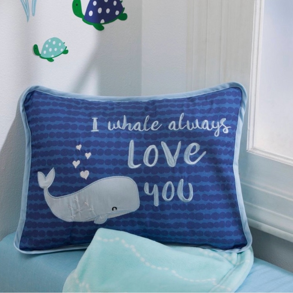 Lambs and Ivy Blue Whale Decorative Pillow